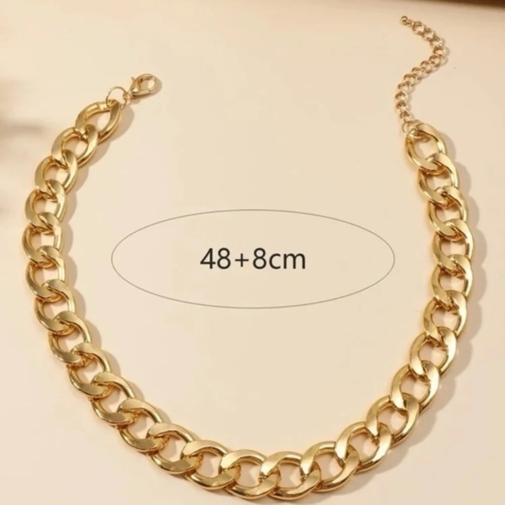 Gold Tone Crude Metal Chain Necklace chunky chain necklace